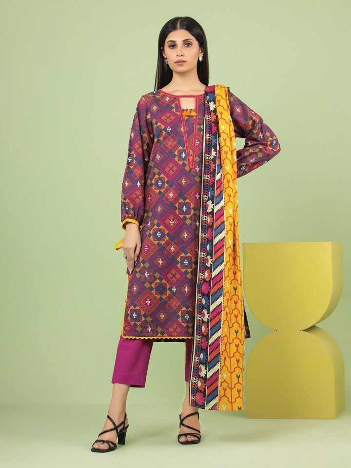 EWU23A1-26181 Unstitched Pink Multi Printed Lawn 3 Piece