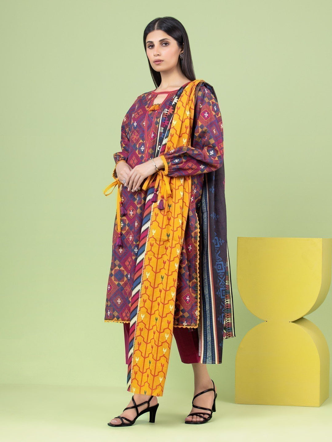 EWU23A1-26181 Unstitched Pink Multi Printed Lawn 3 Piece