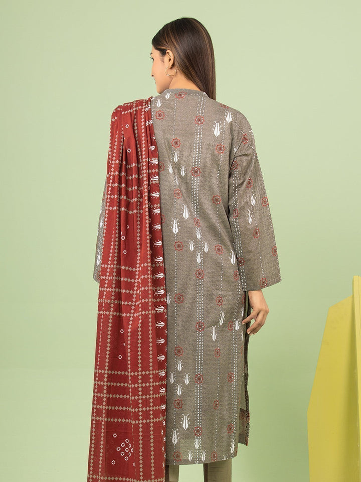 EWU23A1-26190 Unstitched Dark Grey Printed Lawn 3 Piece