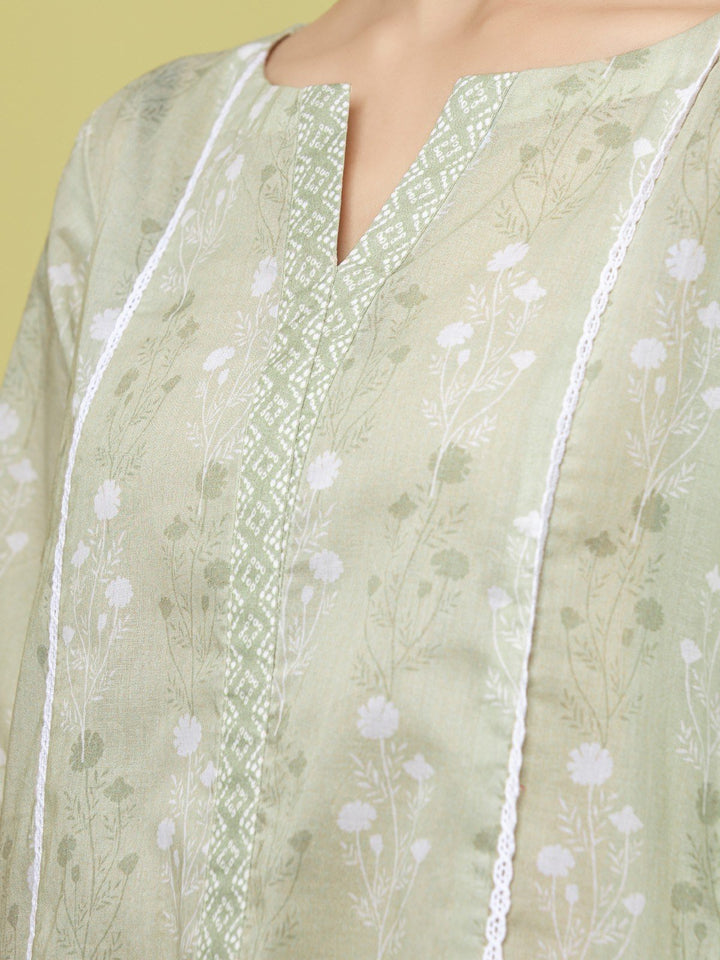 EWU23A1-26241 Unstitched Light Sage Printed Lawn 3 Piece