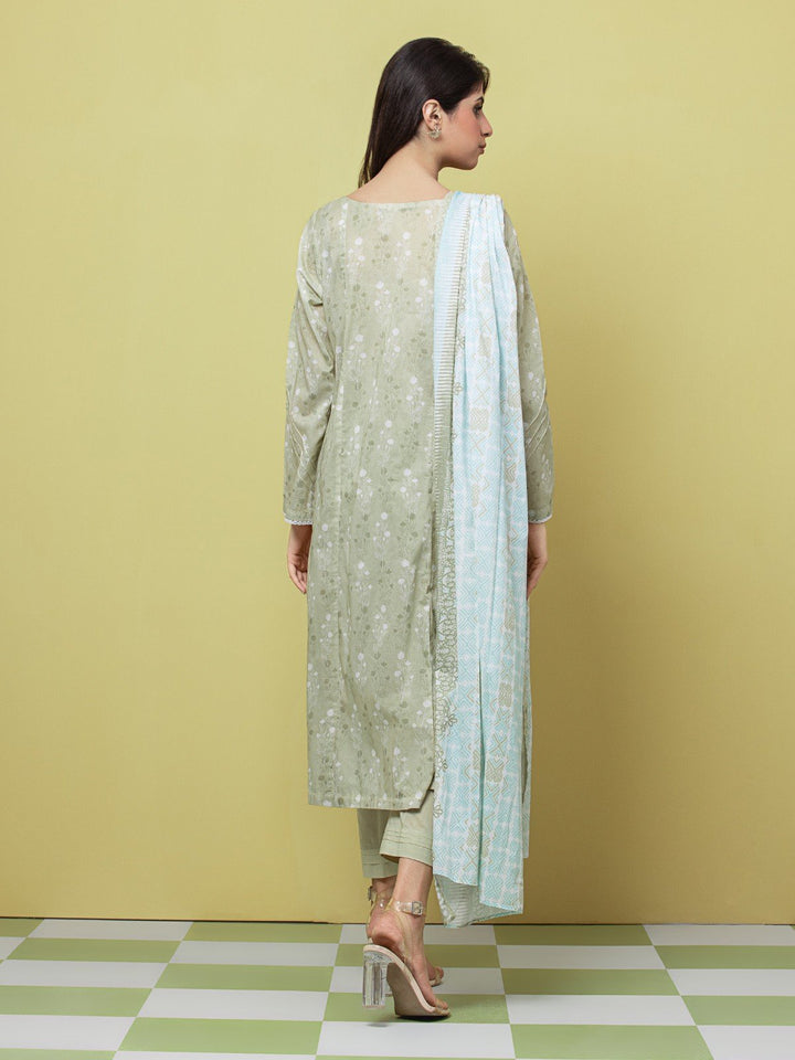 EWU23A1-26241 Unstitched Light Sage Printed Lawn 3 Piece