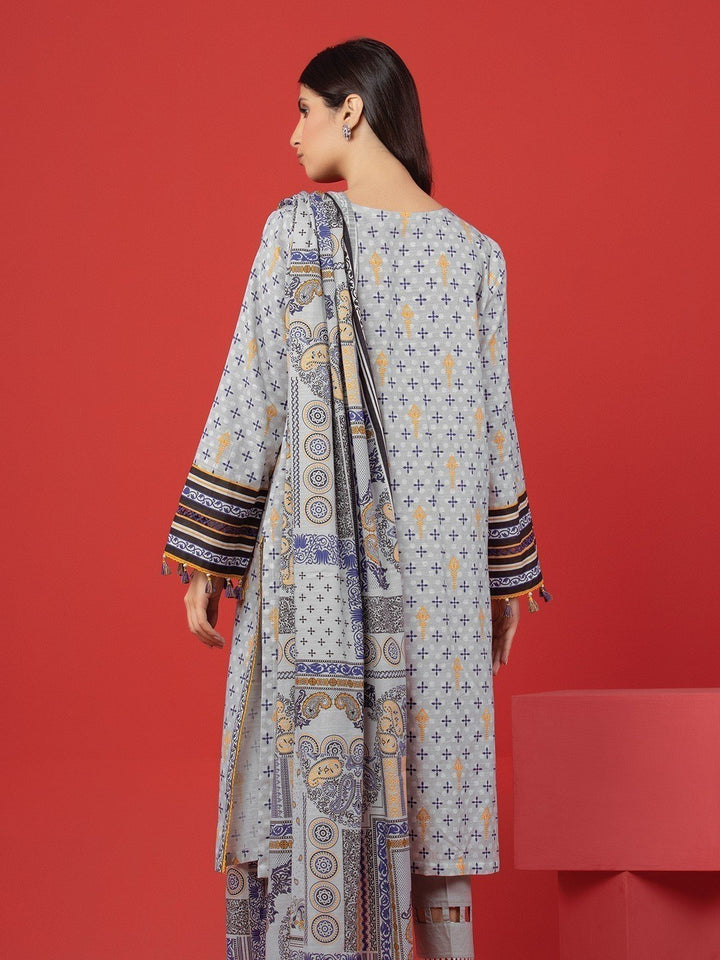 EWU23A1-26372 Unstitched Light Grey Printed Lawn 3 Piece
