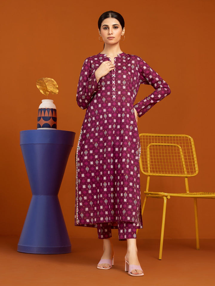 EWU23A3-26412ST Unstitched Magenta Printed Khaddar 2 Piece