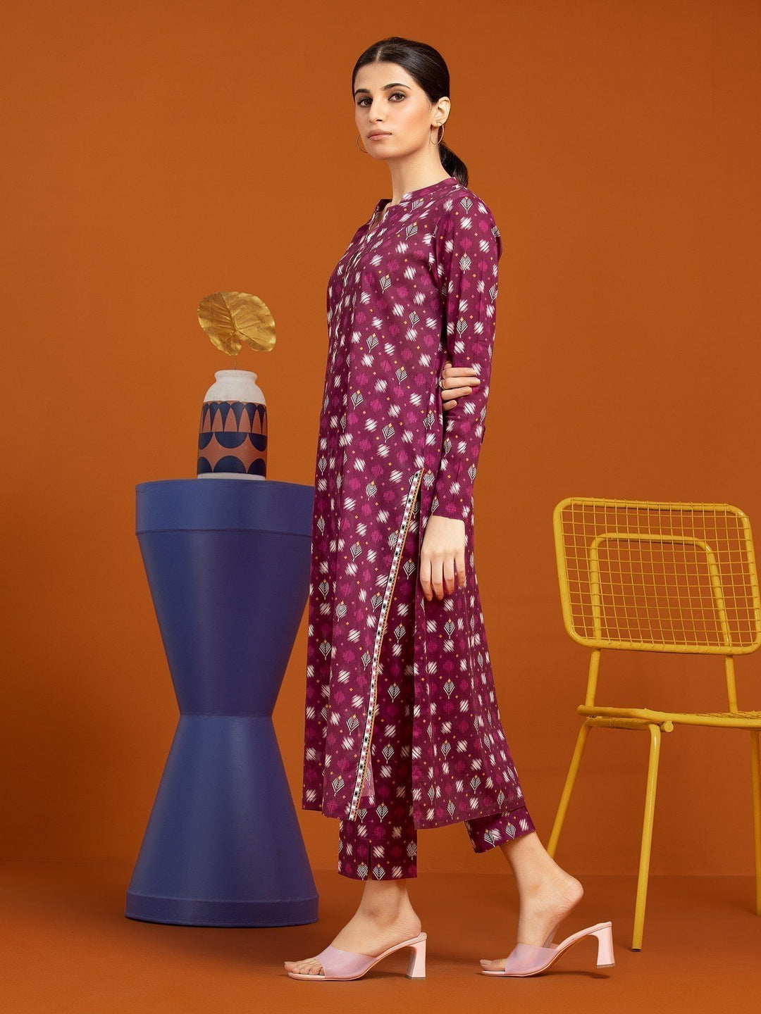 EWU23A3-26412ST Unstitched Magenta Printed Khaddar 2 Piece