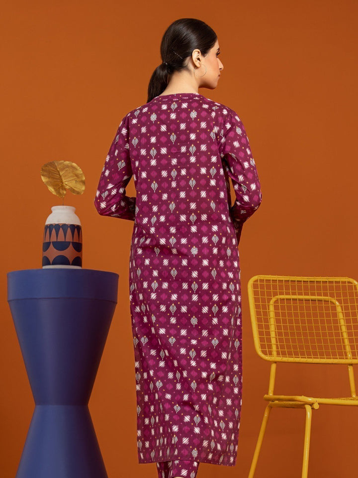 EWU23A3-26412ST Unstitched Magenta Printed Khaddar 2 Piece