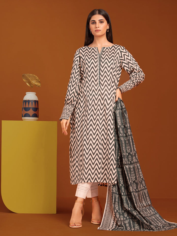 EWU23A3-27032-3P Unstitched Beige Printed Khaddar 3 Piece