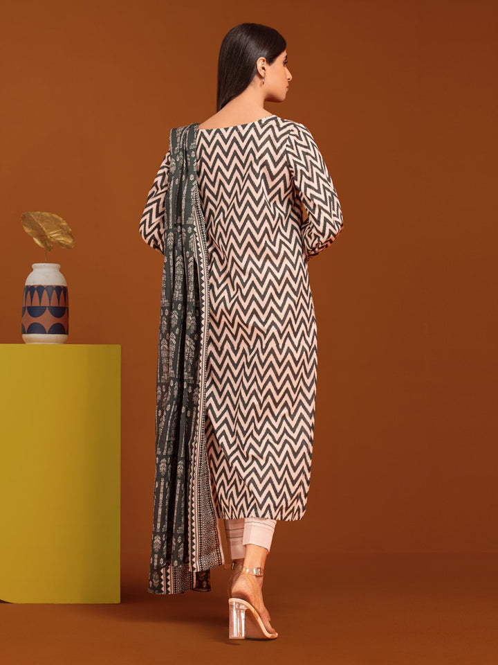 EWU23A3-27032-3P Unstitched Beige Printed Khaddar 3 Piece