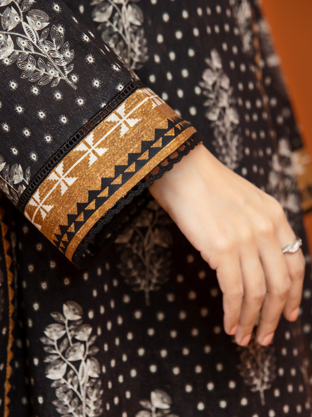 EWU23A3-27250ST Unstitched Black Printed Khaddar 2 Piece