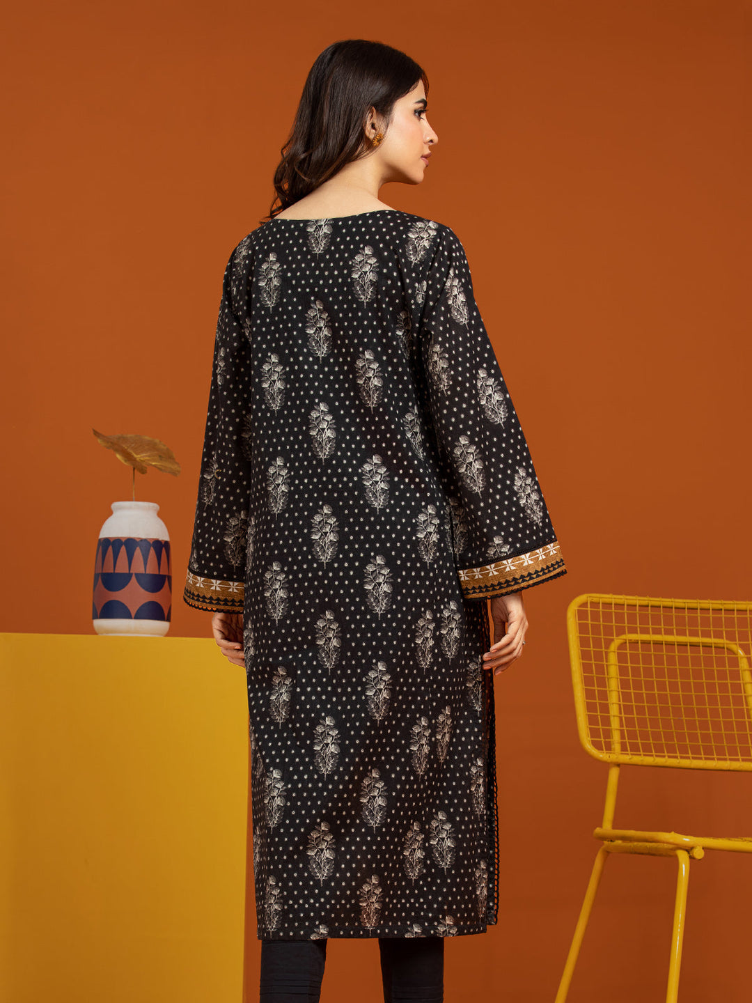 EWU23A3-27250ST Unstitched Black Printed Khaddar 2 Piece