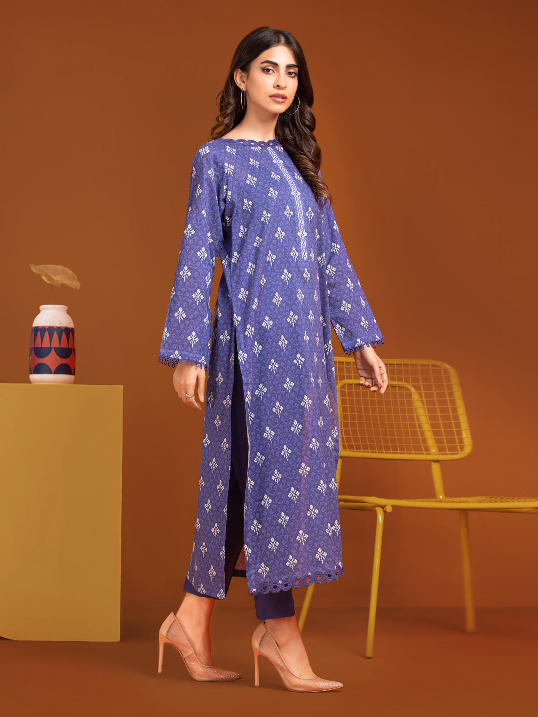 EWU23A3-27256ST Unstitched Blue Printed Khaddar 2 Piece