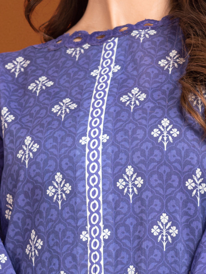 EWU23A3-27256ST Unstitched Blue Printed Khaddar 2 Piece
