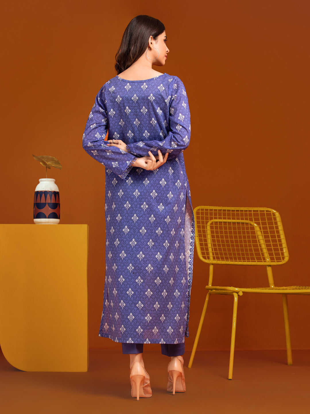 EWU23A3-27256ST Unstitched Blue Printed Khaddar 2 Piece