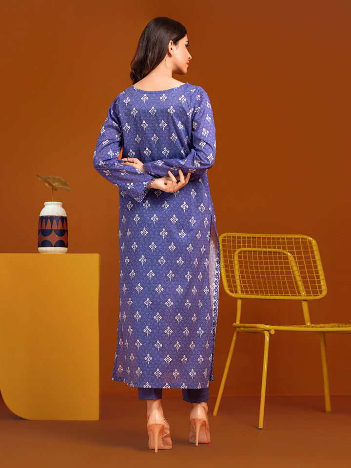 EWU23A3-27256ST Unstitched Blue Printed Khaddar 2 Piece