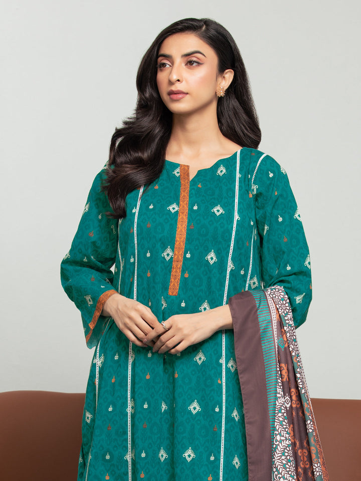 EWU23A3S-27603-3P Unstitched Turquoise Printed Khaddar 3 Piece