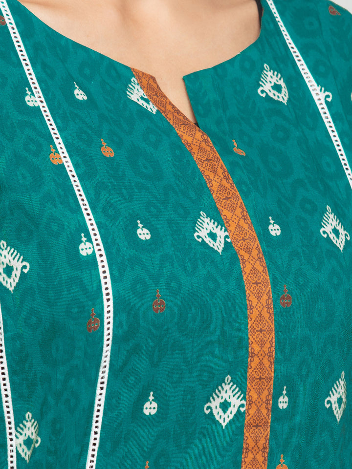 EWU23A3S-27603-3P Unstitched Turquoise Printed Khaddar 3 Piece