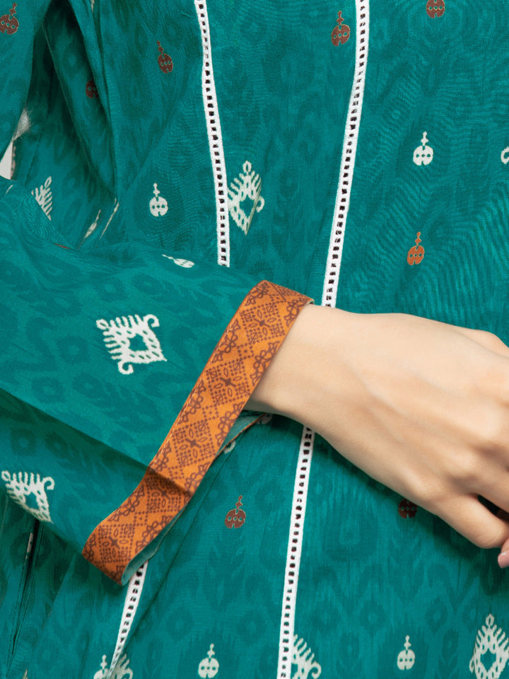 EWU23A3S-27603-3P Unstitched Turquoise Printed Khaddar 3 Piece