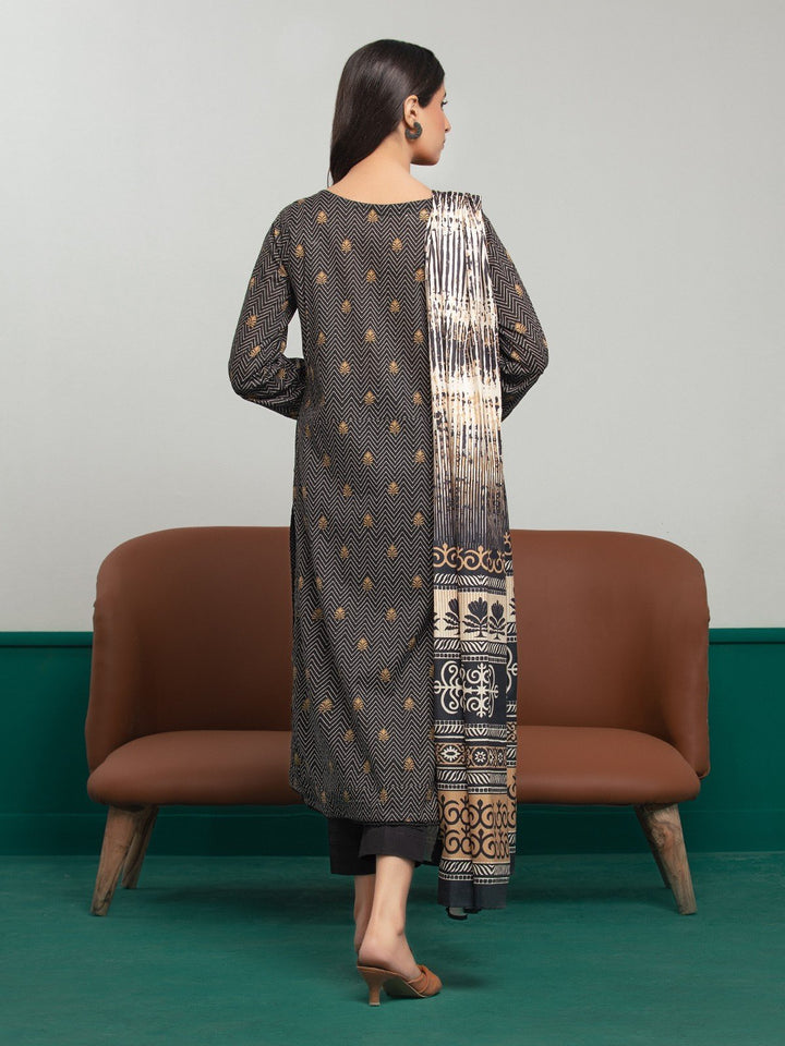 EWU23A3S-27634-3P Unstitched Black Printed Khaddar 3 Piece