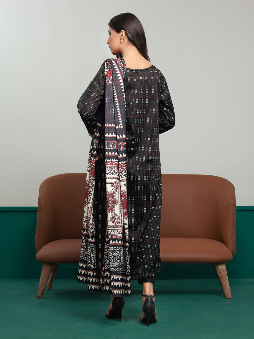 EWU23A3S-27644-3P Unstitched Black Printed Khaddar 3 Piece