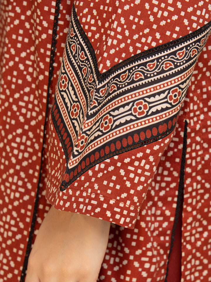 EWU24A1-26249-3P Unstitched Dark Rust Printed Lawn 3 Piece