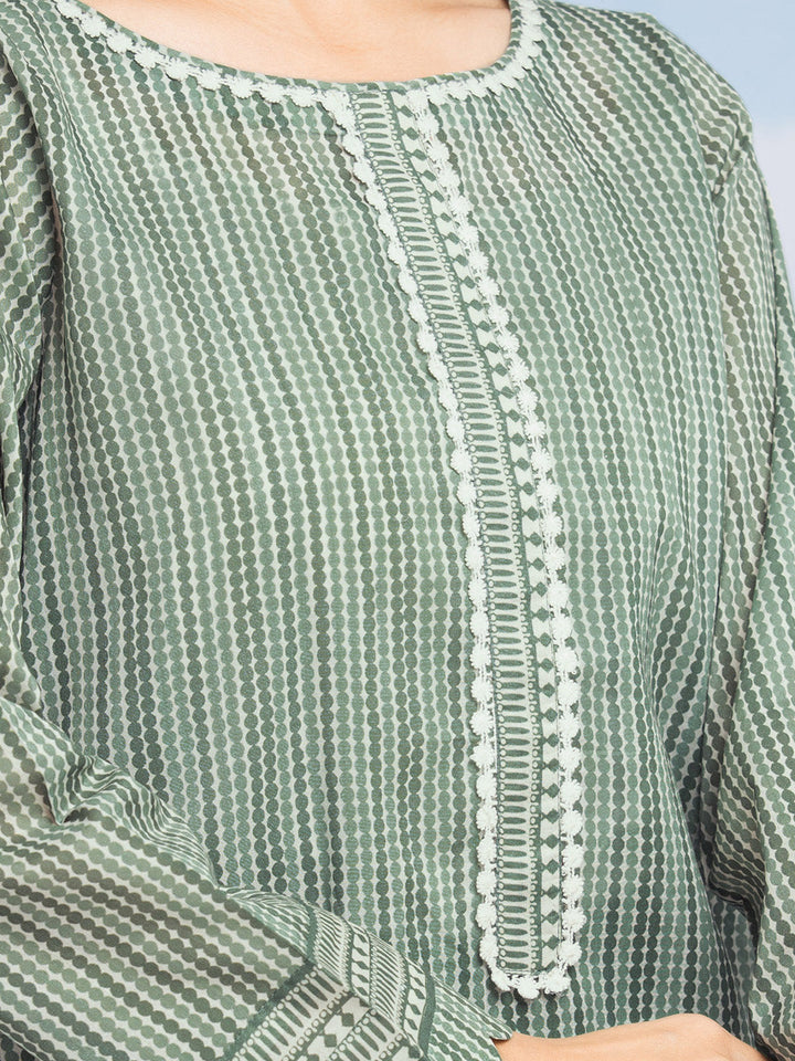 EWU24A1-28057-3P Unstitched Green Printed Lawn 3 Piece