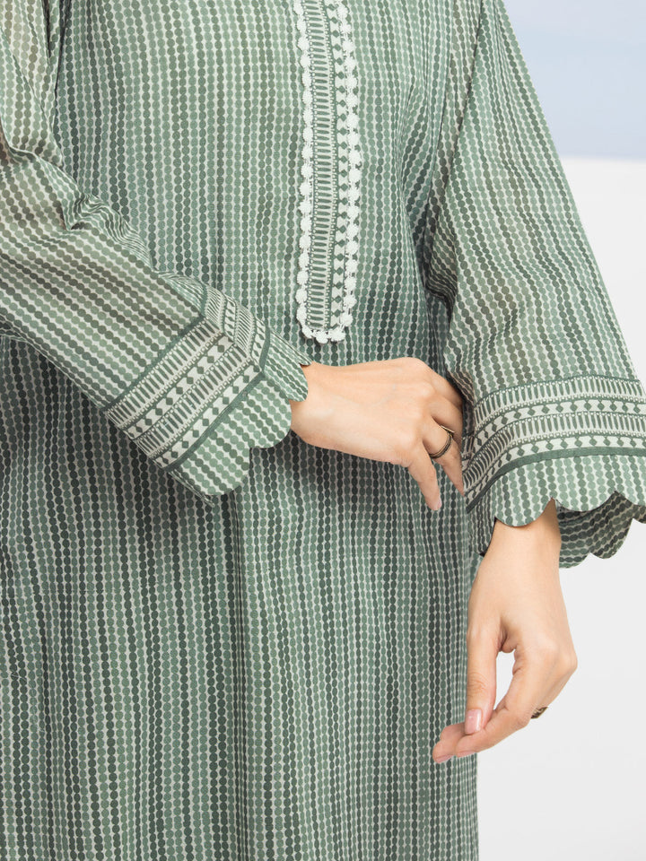 EWU24A1-28057-3P Unstitched Green Printed Lawn 3 Piece