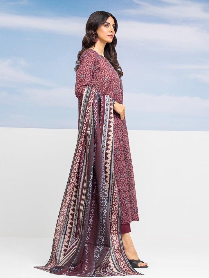 EWU24A1-28192-3P Unstitched Burgundy Printed Lawn 3 Piece