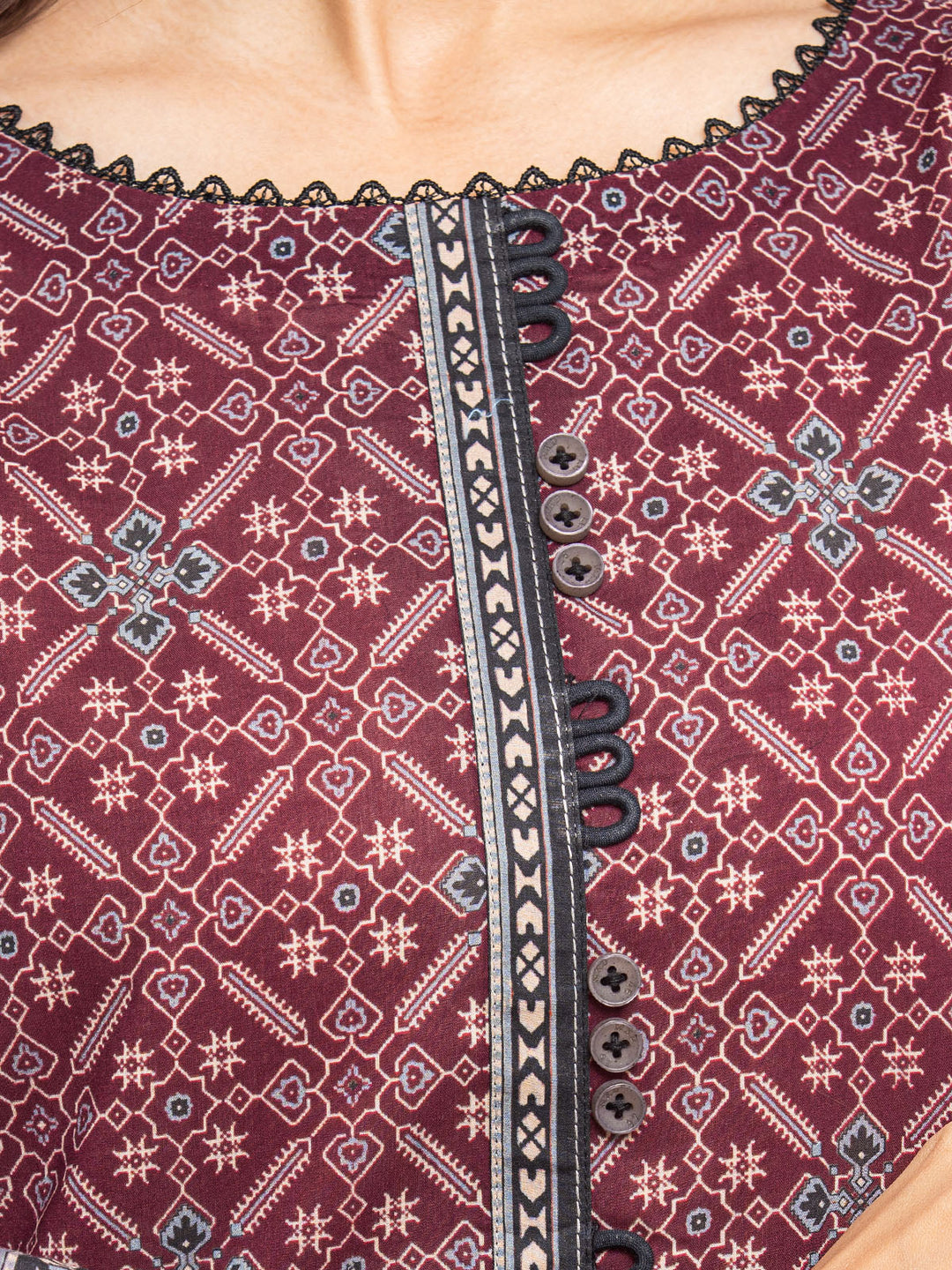 EWU24A1-28192-3P Unstitched Burgundy Printed Lawn 3 Piece