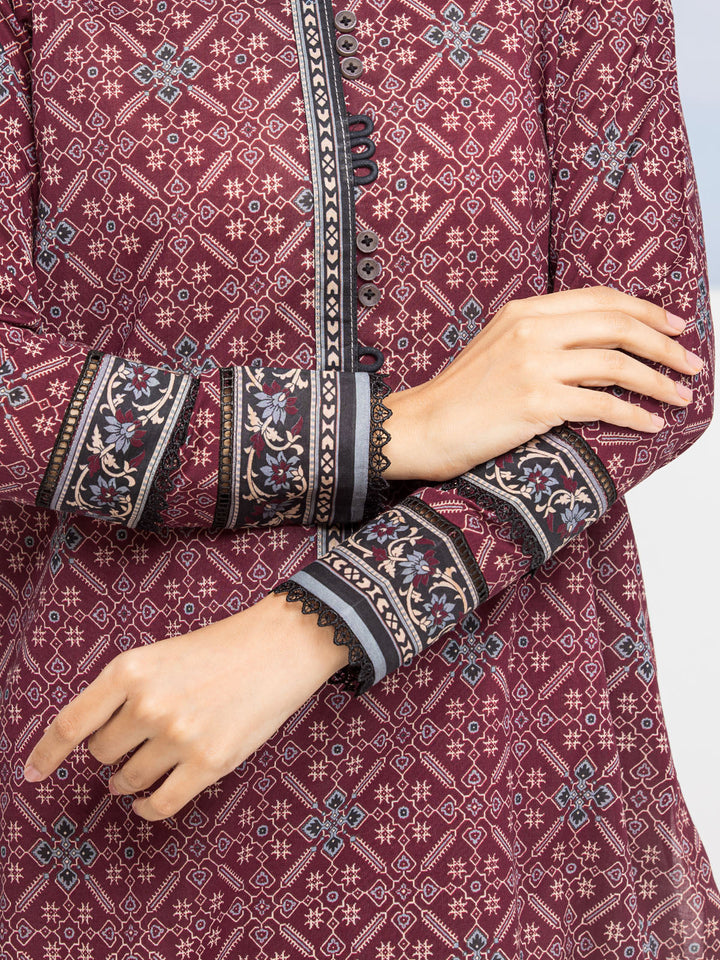 EWU24A1-28192-3P Unstitched Burgundy Printed Lawn 3 Piece