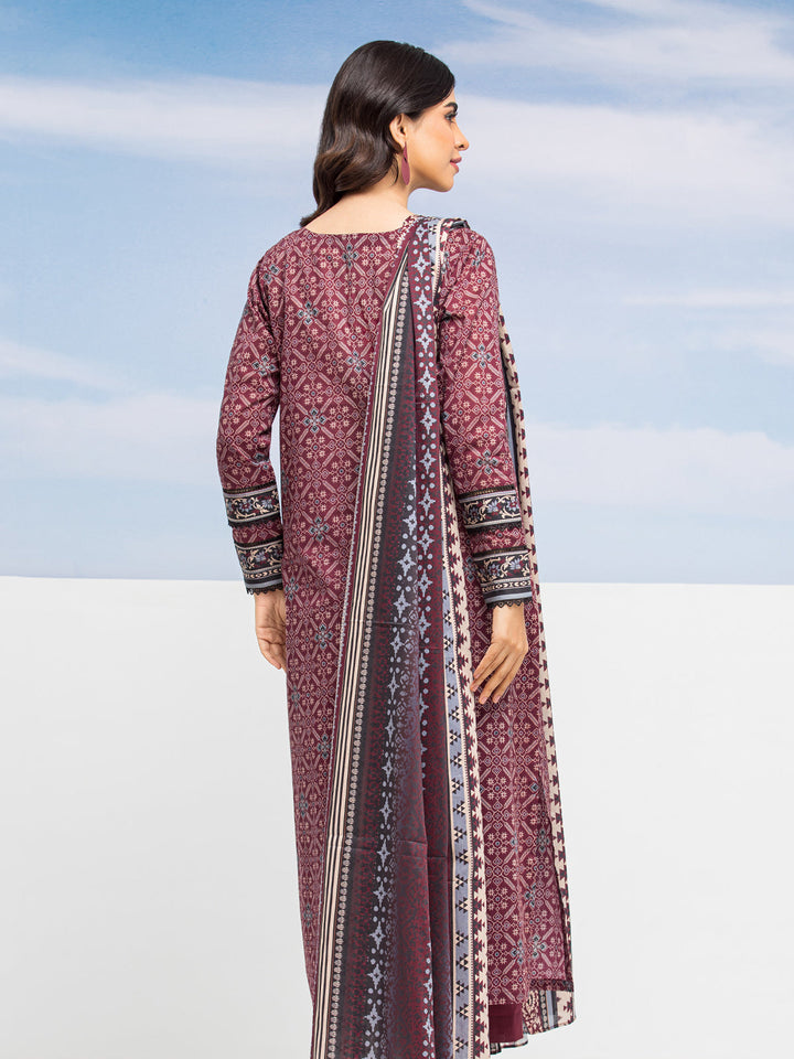 EWU24A1-28192-3P Unstitched Burgundy Printed Lawn 3 Piece