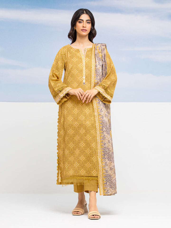EWU24A1-28209-3P Unstitched Golden Printed Lawn 3 Piece