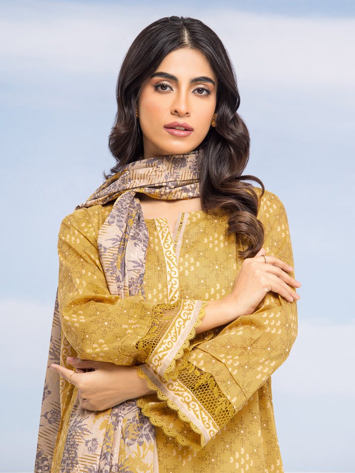 EWU24A1-28209-3P Unstitched Golden Printed Lawn 3 Piece