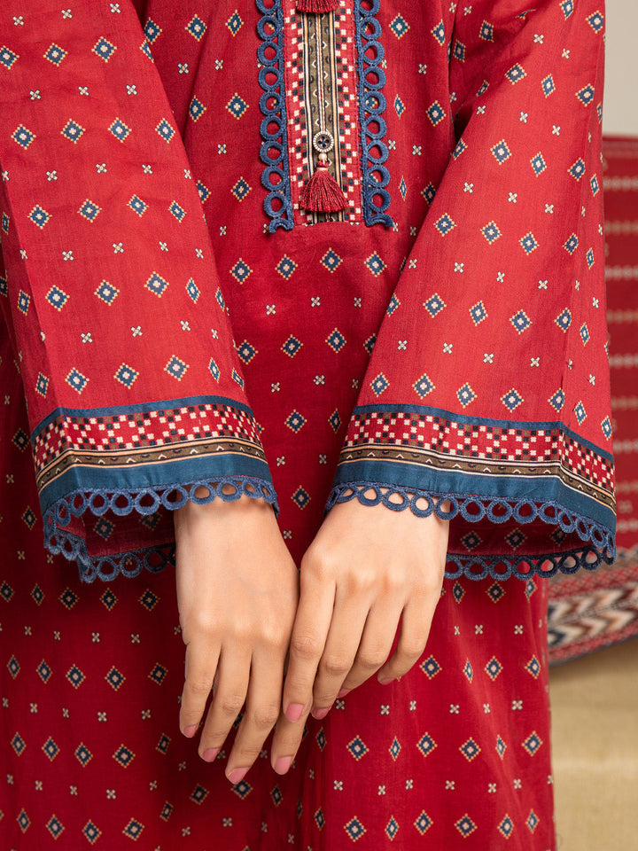 EWU24A2-27287-3P Unstitched Maroon Printed Cambric 3 Piece