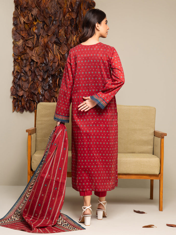 EWU24A2-27287-3P Unstitched Maroon Printed Cambric 3 Piece