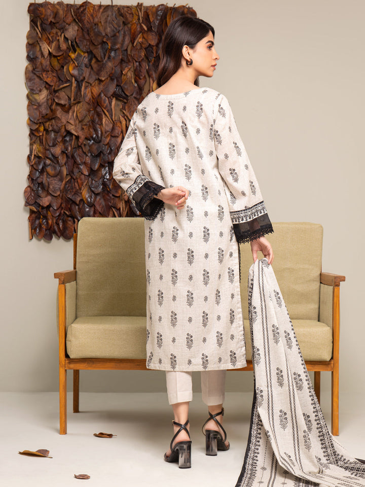 EWU24A2-27292-3P Unstitched Cream Printed Cambric 3 Piece