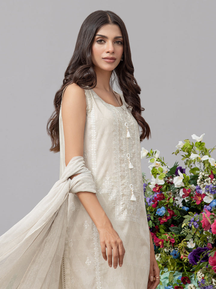 EWU22V1-26500 Unstitched Cream Embroidered Lawn 3 Piece
