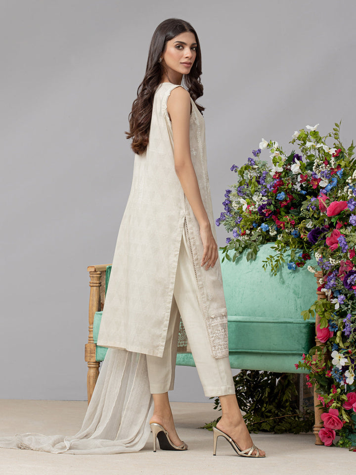 EWU22V1-26500 Unstitched Cream Embroidered Lawn 3 Piece