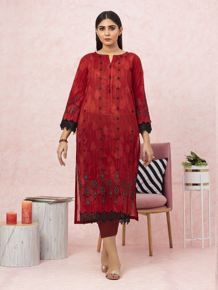 EWU22V1-26511 Unstitched Red Embroidered Lawn 2 Piece