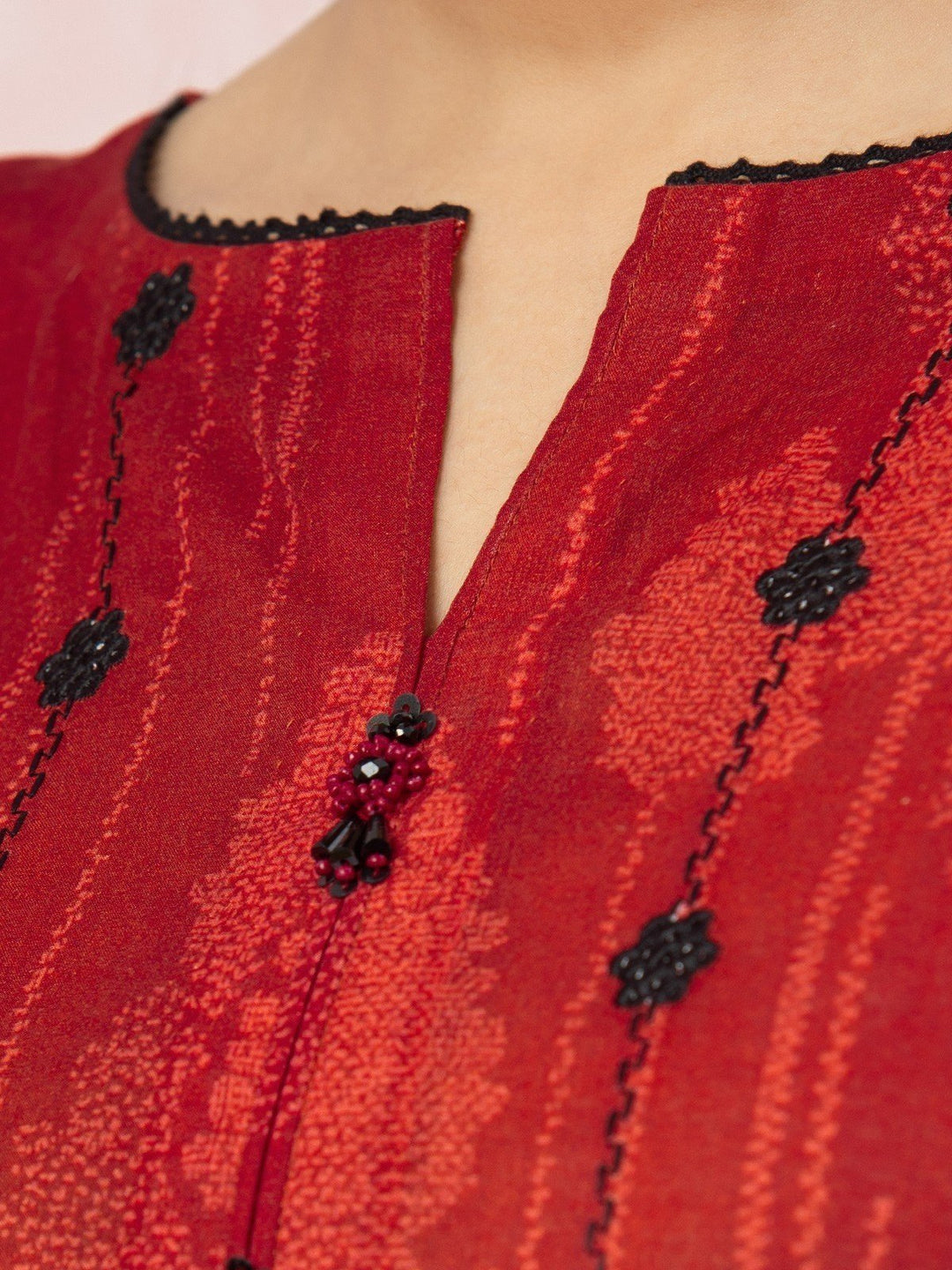 EWU22V1-26511 Unstitched Red Embroidered Lawn 2 Piece