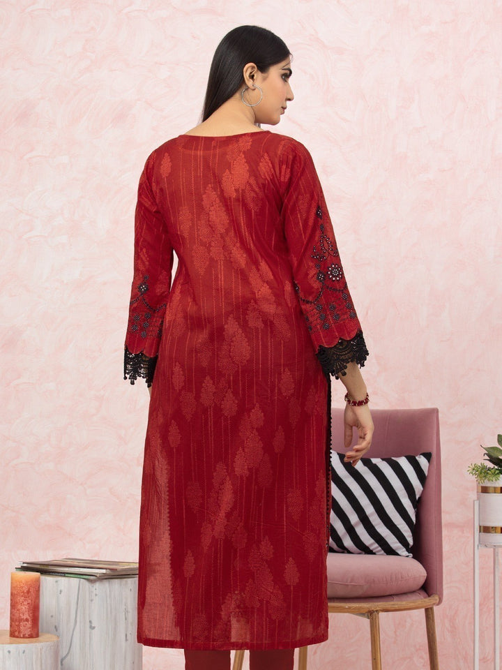 EWU22V1-26511 Unstitched Red Embroidered Lawn 2 Piece