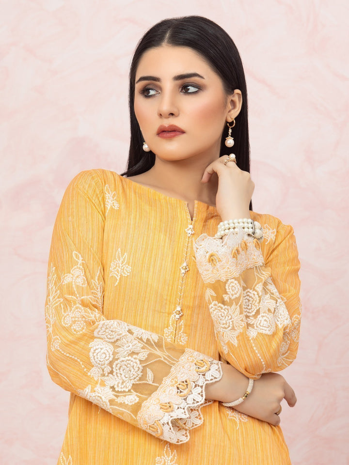 EWU22V1-26532 Unstitched Light Orange Embroidered Lawn 2 Piece