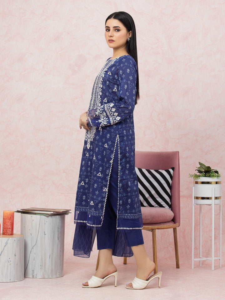 EWU22V1-26540 Unstitched Navy Blue Embroidered Lawn 3 Piece