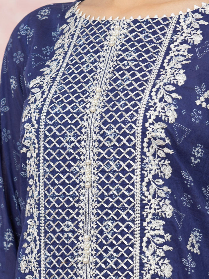 EWU22V1-26540 Unstitched Navy Blue Embroidered Lawn 3 Piece