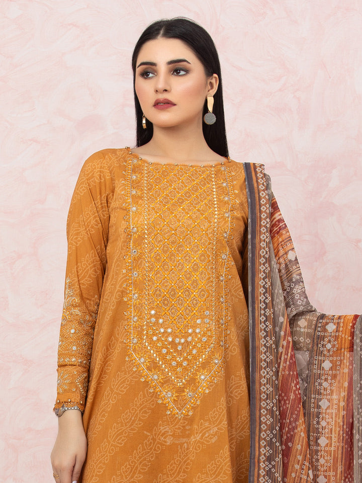EWU22V1-26542 Unstitched Light Rust Embroidered Lawn 3 Piece