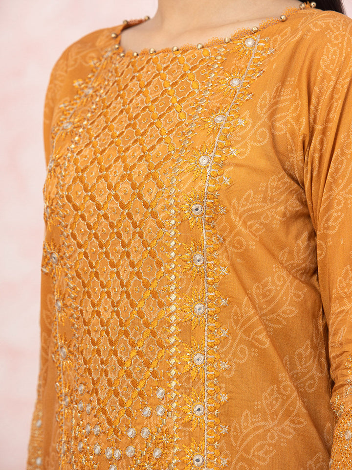 EWU22V1-26542 Unstitched Light Rust Embroidered Lawn 3 Piece