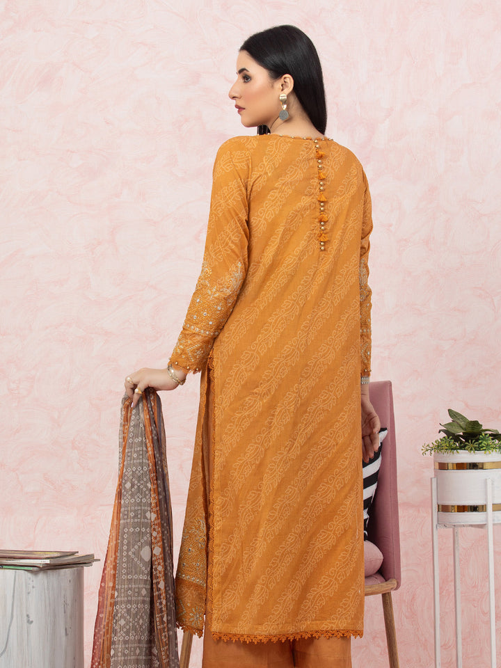 EWU22V1-26542 Unstitched Light Rust Embroidered Lawn 3 Piece