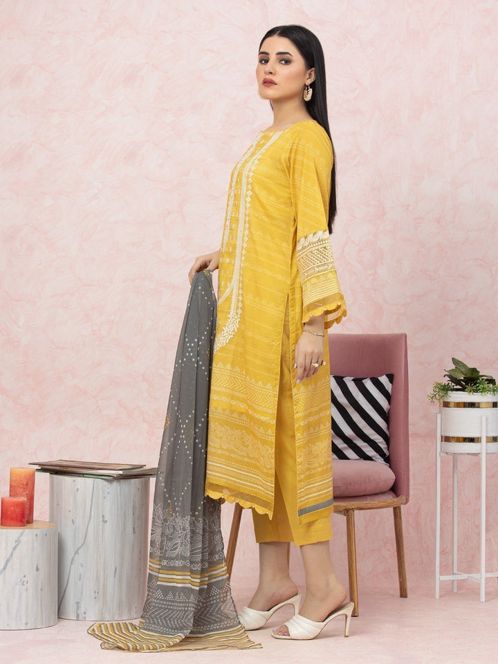 EWU22V1-26548 Unstitched Yellow Embroidered Lawn 3 Piece