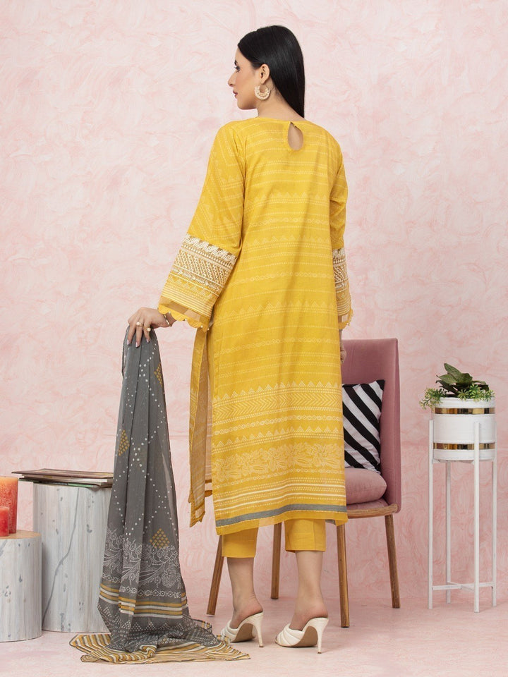 EWU22V1-26548 Unstitched Yellow Embroidered Lawn 3 Piece