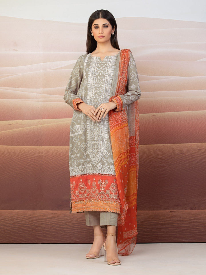 EWU22V12-25006 Unstitched Beige Embroidered Khaddar 3 Piece