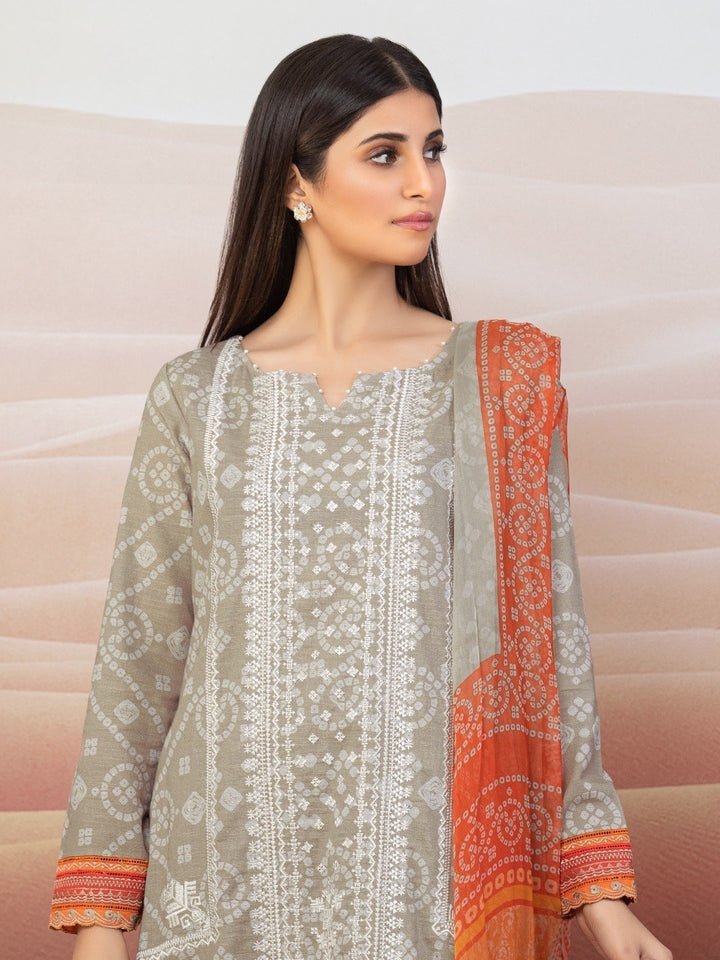 EWU22V12-25006 Unstitched Beige Embroidered Khaddar 3 Piece