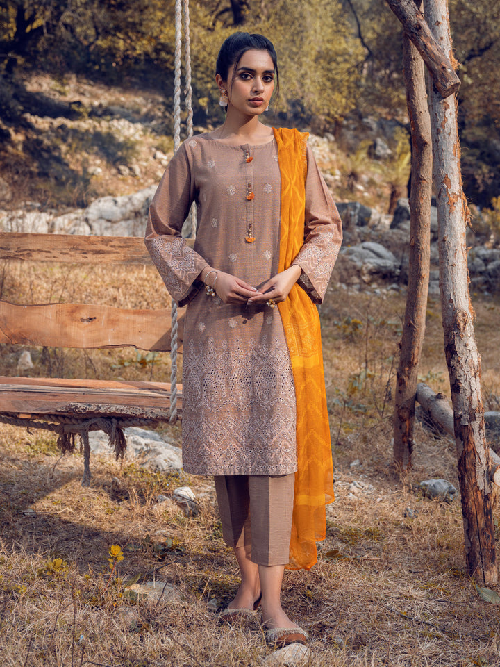 EWU22V12-25008 Unstitched Fawn Embroidered Khaddar 3 Piece